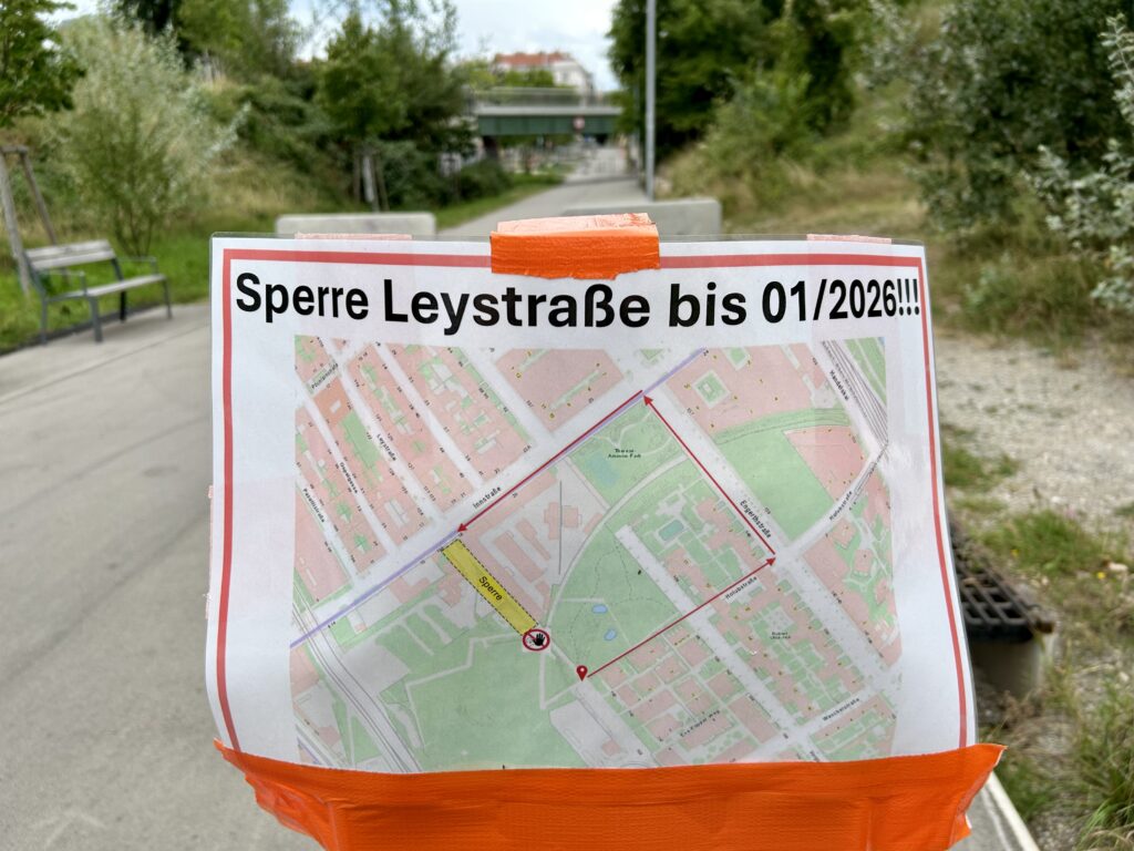 Sperre der Leystraße: Der Plan zeigt die Umleitung über die Engerthstraße