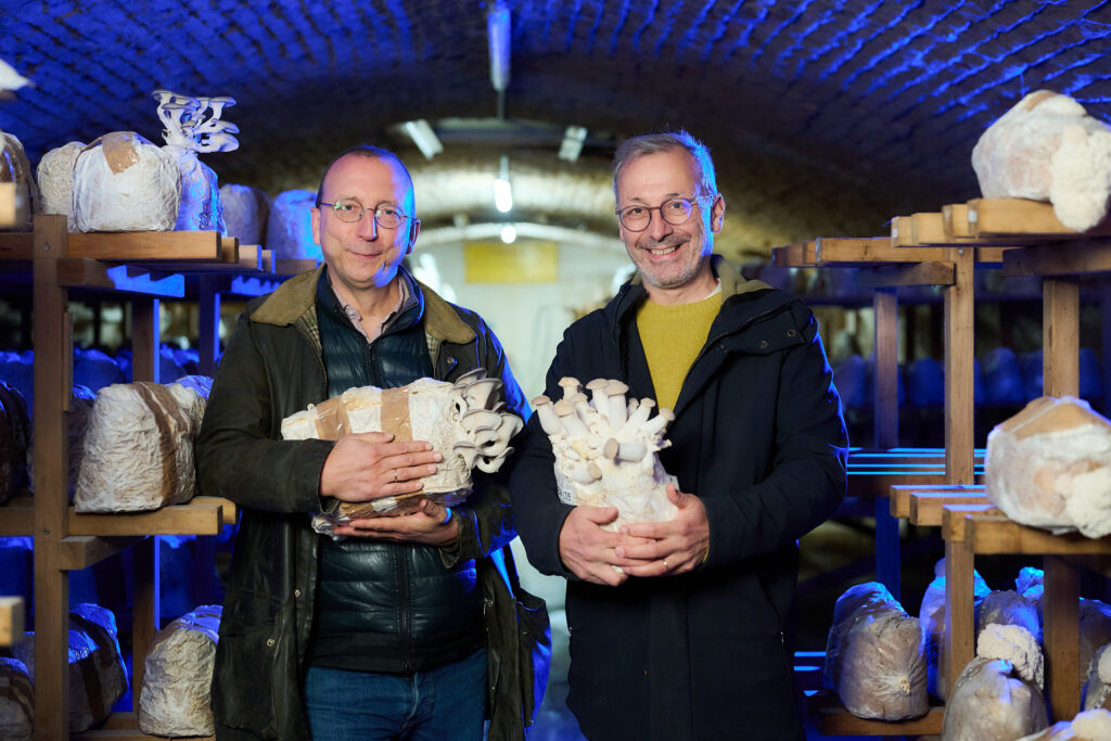 Die Brüder Martin und Otto Kammerlander im Keller ihrer Pilzzucht in der Leopoldstadt